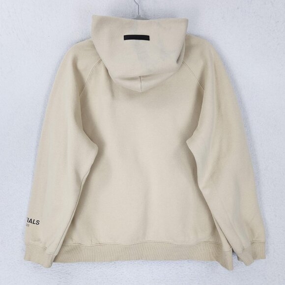 Fear Of God Essentials Hoodie Men Medium Desert Cream Cotton Pullover Sweatshirt - Picture 12 of 14